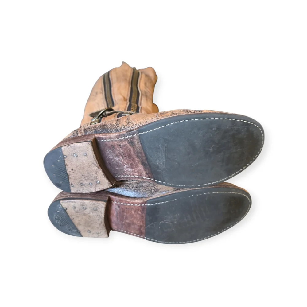 Bed Stu Tan Heeled Boots with Buckle Detail - Picture 7 of 8